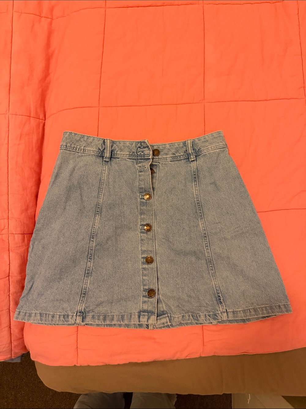 Divided Light Blue Denim Button-Front Skater Skirt